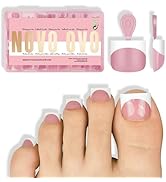 NOVO OVO Short Toe Nail Tips White French Tip BERRY PINK Sharp Square Press On,Soft Gel False Fak...