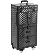 SEANESZTI 4 in 1 Rolling Makeup Train Case, Aluminum Professional Makeup Travel Organizer, Makeup...