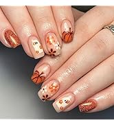 24 Pcs Halloween Press on Nails Medium Square - SHANRUN Pink Fake Nails Press ons French Nail Art...