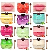 10 PCS Bee Lip Balm Honey Pot-Strawberry,Watermelon,Apple Lime,Cherry,Mint,Aloe Vera,Grapes,Cocon...