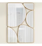 SHYFOY Antique Gold Mirror Wall Decorative, Oblong Odd Mirror Accent Abstract Mirror for Living R...
