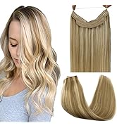GOO GOO Hair Extensions Human Hair, Light Blonde Highlighted Golden Blonde Remy Human Hair Extens...