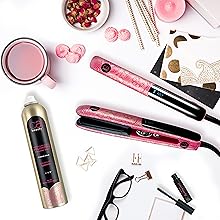 Caj Beauty products, spray and straightener