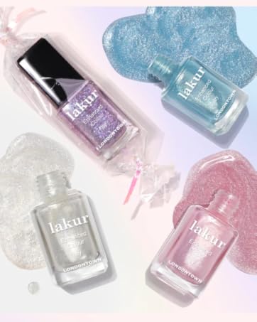 Sparkle Pastel nail polish from Londontown - Purple, white, pink, and blue glitter polish