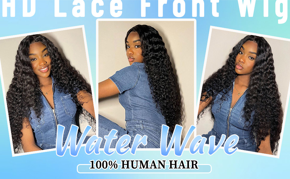 water wave lace front wigs human hair