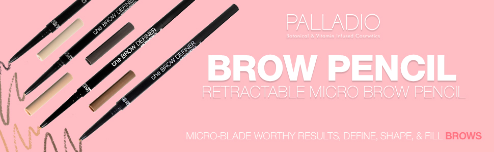 palladio brow eyebrow eye definer retractable micro pencil shape define fill brows makeup cosmetics