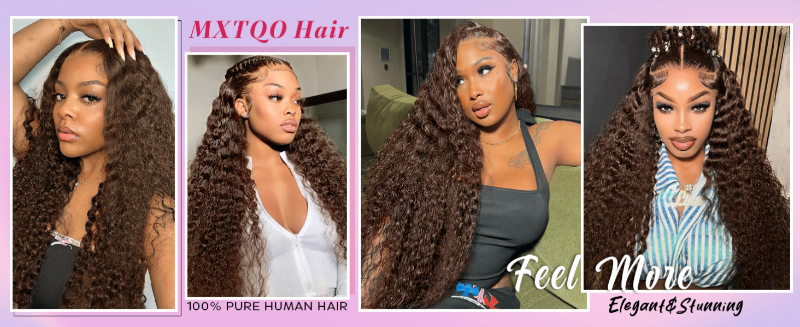 deep wave frontal wig 13x6 chocolate brown color