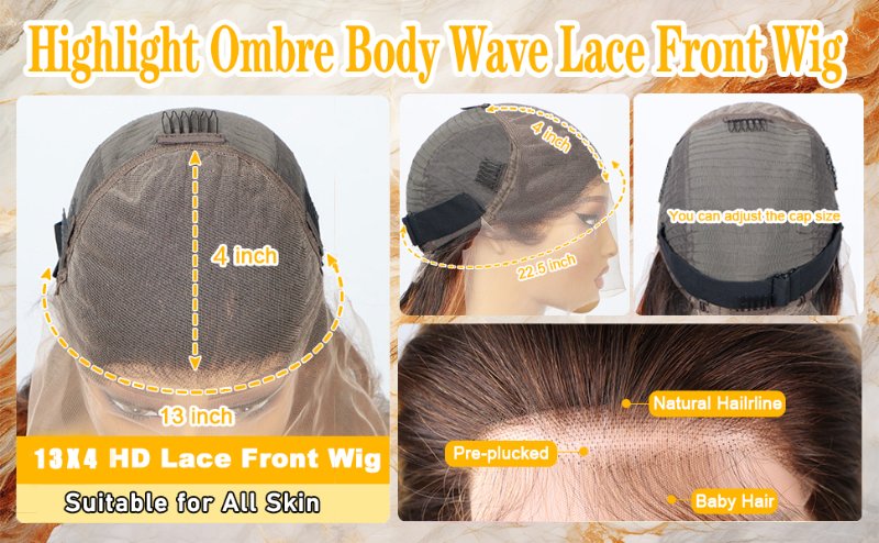 Omber lace front wig human hair
