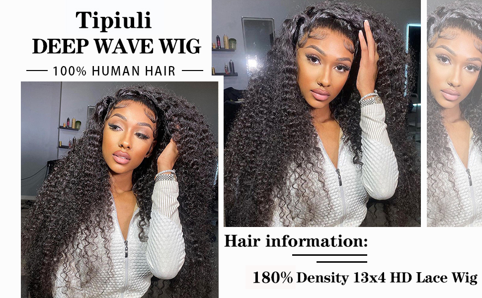 deep wave lace front wigs human hair