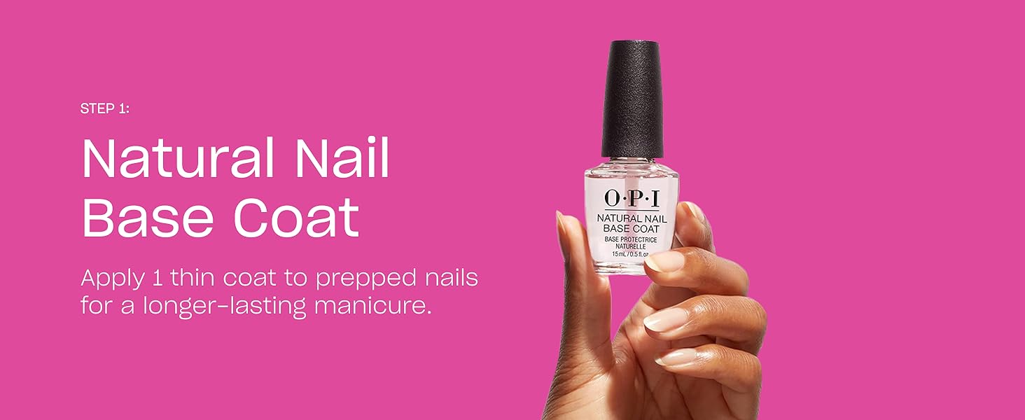 OPI Nail Lacquer Polish Natural Nail Base Coat Step 1 of 3-Step System Longer Lasting Manicure