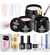 Beetles Hard Gel for Nails Kit Classic Neutral 3 Colors 9 in 1 Nail Extension Sculpting High Hard...