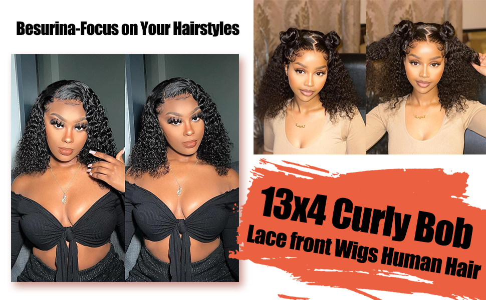 curly bob lace front wigs human hair