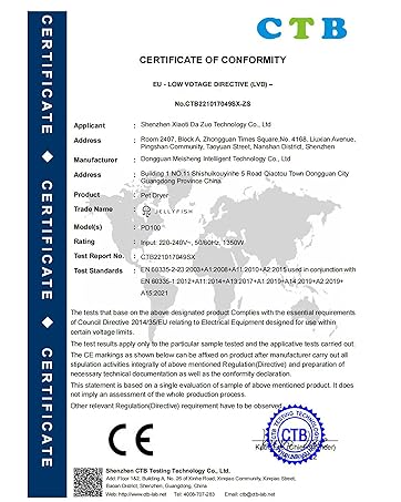 FCC Certification of JELLYFISH Dog Dryer for Pet Grooming