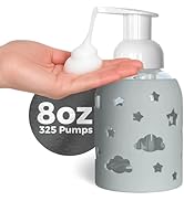 SoCal Suds & Company Glass Foaming Hand Soap Dispenser, Soft Grip Silicone Sleeve, Refillable Pum...