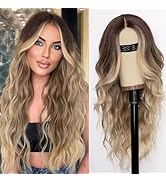 AISI HAIR Ombre Dirty Blonde Wig for Women, Long Wavy Lace Hairline Wig, 26 Inch Middle Part Synt...