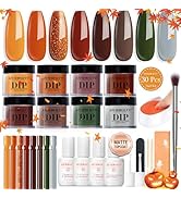 AZUREBEAUTY Dip Nails Powder Starter Kit, Maple Grey Sage Green Dark 8 Colors Set with Nail Stick...