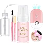 EMEDA Lash Shampoo for Lash Extensions Lash Cleaning Kit with Lash Fan Dryer, Brush, Wash Bottle,...