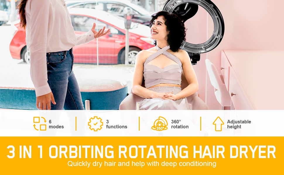 Professional 3 in 1 Orbiting Rotating Hair Dryer Processor for Salon Infrared hair dryers