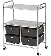 Pibbs D4 Heavy-Duty Metal Framed Work Cart with Storage Drawers for Professional Salons & Spas