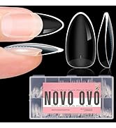 NOVO OVO Extra Thick Almond Nail Tips Press on Natural Curve, Medium Soak Off Soft Gel Fake Nail ...