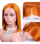 Flady Ginger Orange Bob Wig Human Hair 13x4 HD Lace Front Wigs Human Hair Pre Plucked with Small ...