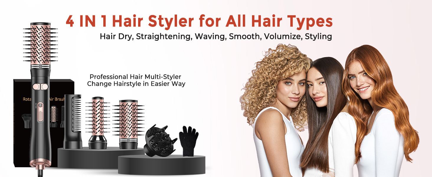 4 in 1 Blow Dryer Brush Thermal Round Brush Set