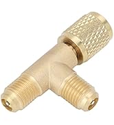SALALIS Quick Coupler Access Tee 1/4 inch, HAVC Vacuum Tee Adapter with Valve Core Brass 1/4 inch...