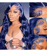 Blue Lace Front Wigs Human Hair Body Wave 13x4 HD Royal Blue Lace Front Wig Human Hair Wear and G...