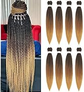 Pre Stretched Braiding Hair Ombre 26 Inch Brown Braiding Hair 8 Packs Easy Braids Hair Yaki Strai...