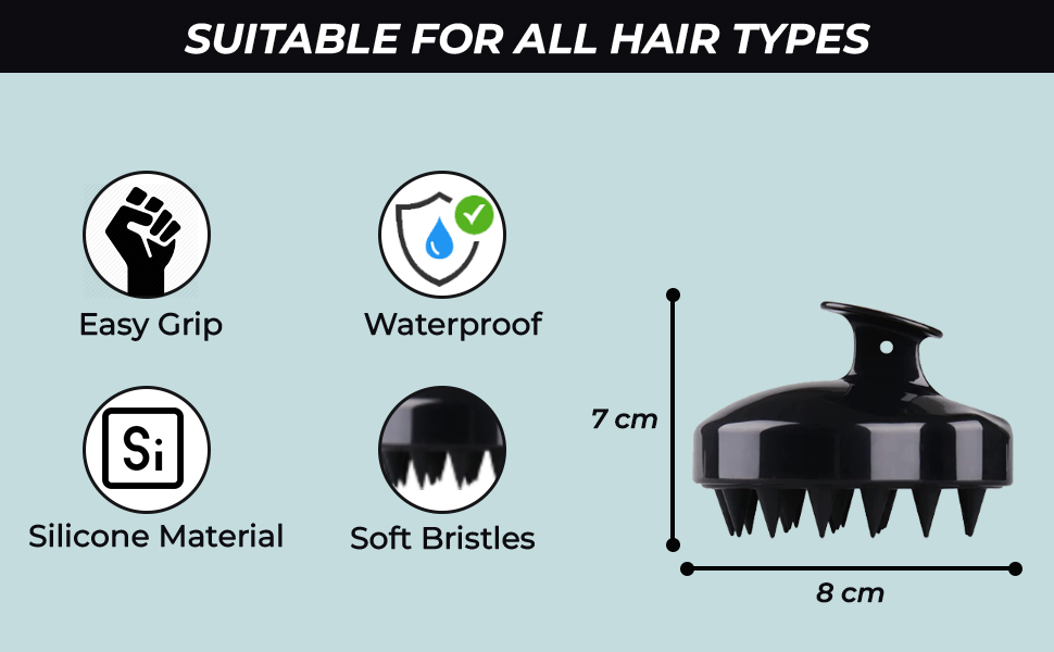 relax VIBES Scalp Massager Shampoo Brush with Soft Silicone Bristles for Scalp Care