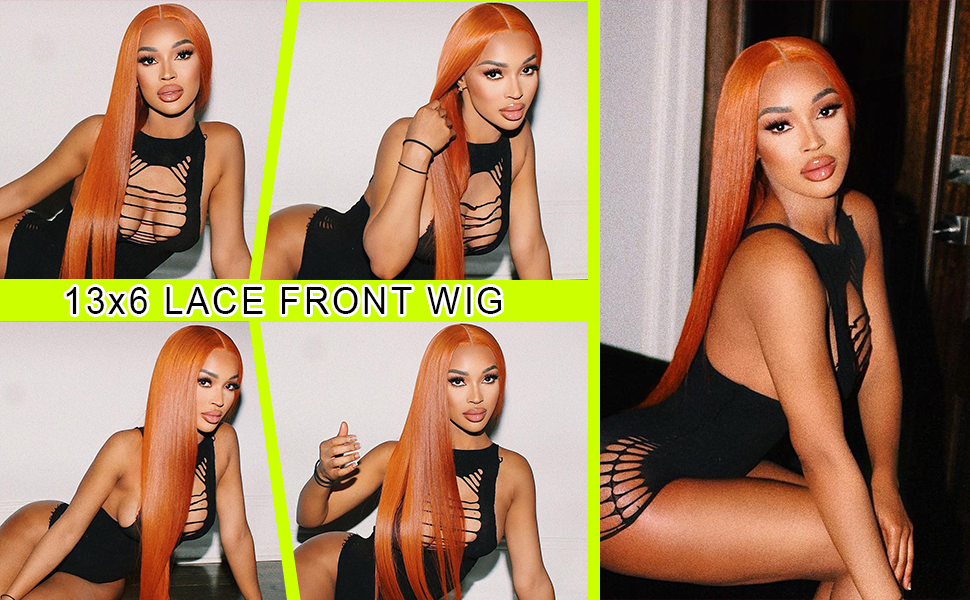 13x6 ginger lace front wigs human hair ginger orange lace front wigs human hair