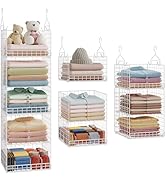 Yuyetuyo ﻿5 Tier Hanging Closet Organizer Separable Hanging Closet Shelves with 4 Hooks 2 Adjusta...