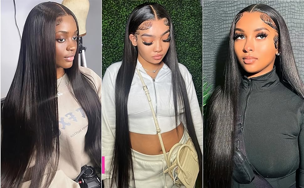 Straight Human Hair Lace Front Wigs