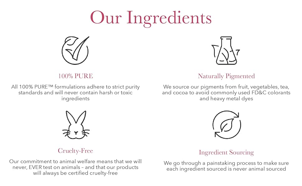 naturally pigmented ingredients no harsh chemicals cruelty free no sourcing animal testing