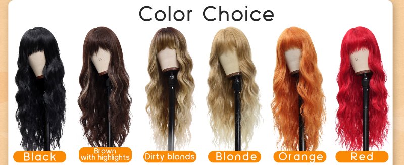 curly long wig with bang wigs for white black women kids girls cheap wig  pelucas de cabello