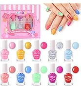 ETYJO Kids Nail Polish Non-Toxic Nail Polish Set for Girls 10 rainbow Colors Water Based Peel Off...