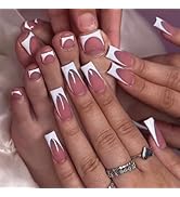 24 Pcs Press on Nails Medium Square & Press on Toenails Set,LINMEIZAI Fake Toe Nails Press ons Na...