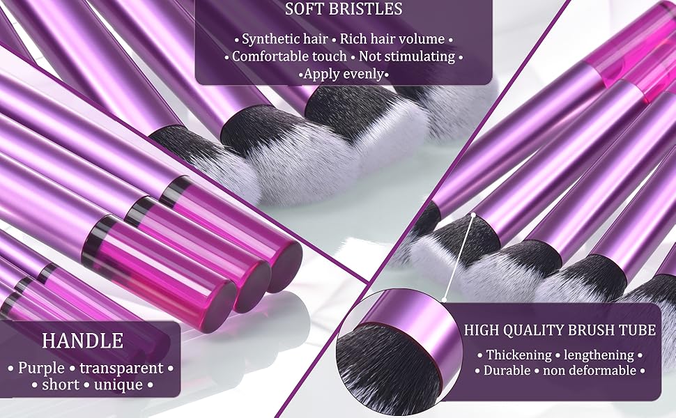 Soft bristles, purple transparent handle, purple brush tube, extended and thickened aluminum tube