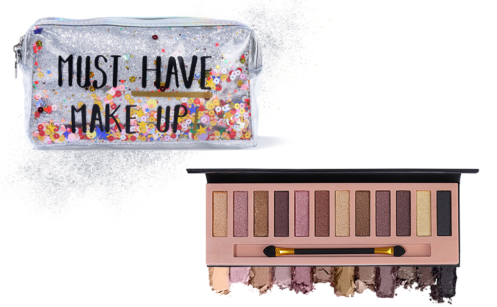 makeup bag and eyeshadow