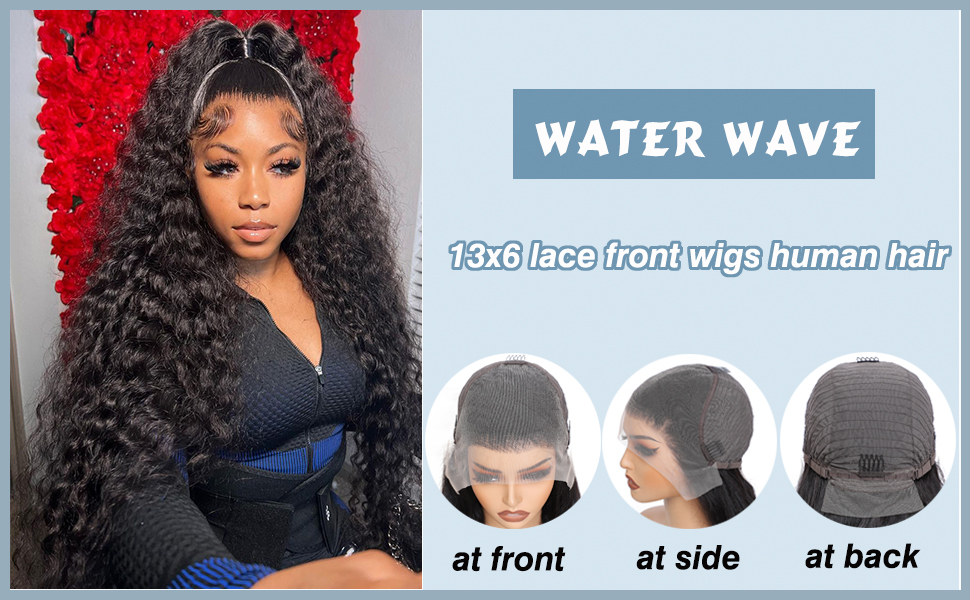 13x6 water wave wig human hair for women