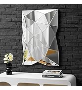 SHYFOY Irregular Wall Mirror, Decorative Mirrors for Wall Mounted 35x24 Modern Mirror Frameless w...