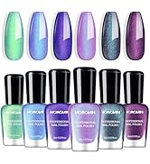 Morovan Chameleon Nail Polish Set: 6 Colors Holographic Quick Dry Mini Nail Lacquer Kit Green Gli...