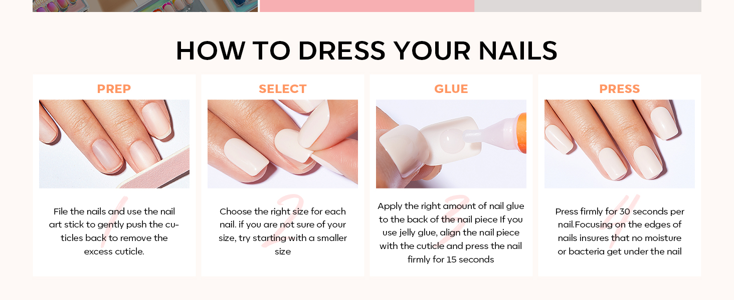 press on nail almond white