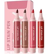 Lip Stain Liner Pen Set-4 Pcs Hydrating Lip Stain Lip Liner Pencil Kit,Longlasting Waterproof Smu...