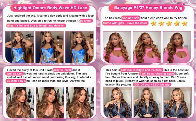 5x5 HD Lace Closure Wigs Human Hair Body Wave P4/27 Ombre Lace Closure Wig 180 Density