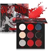 Afflano Black Red Eyeshadow Palette Gothic Clown Halloween Makeup, White Silver Glitter Metallic ...