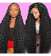 Deep Wave Lace Front Wigs Human Hair 13x6 Lace Front Wigs Human Hair 32 Inch Curly Human Hair Wig...
