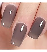 AILLSA Jelly Gel Nail Polish - Dark Gray Gel Nail Polish Translucent Soak Off UV Nude Gel Polish ...