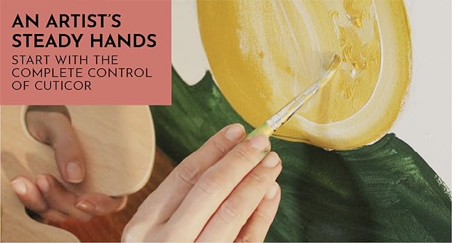 A picture of a person painting a lemon on a canvas features a black text in the corner.