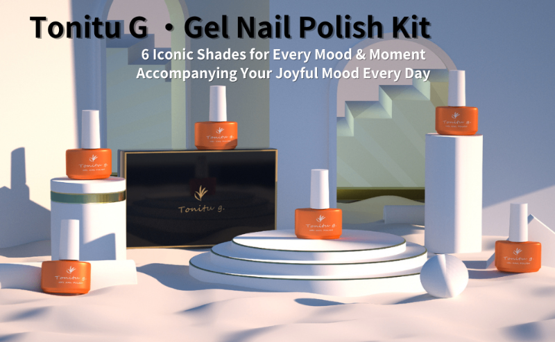 Gel nail polish application example
